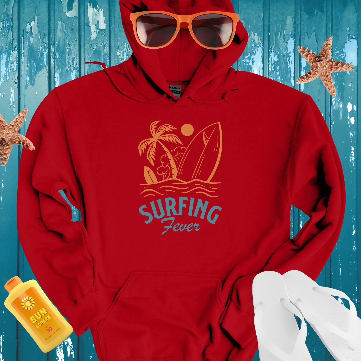 Vintage Surfing Fever Hoodie With Retro Beach Vibes