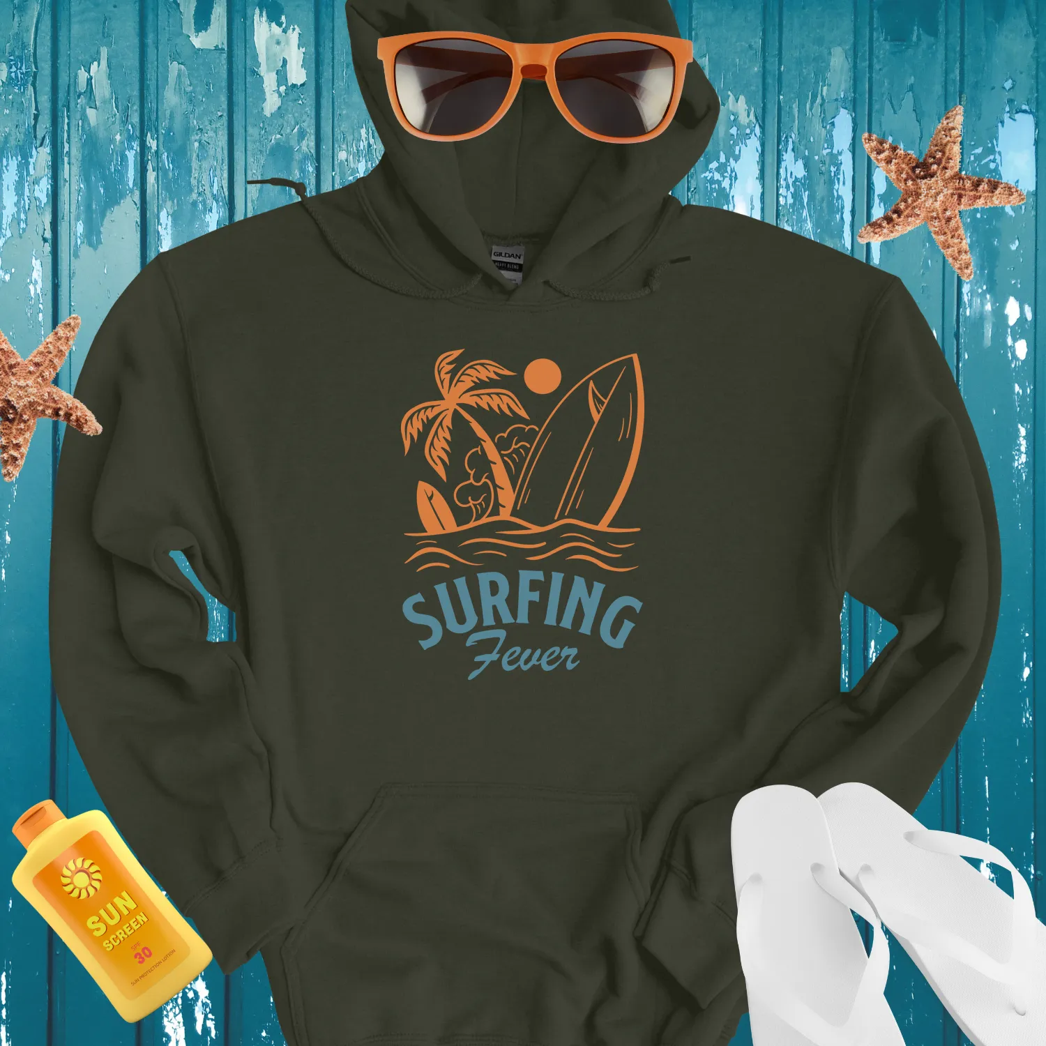 Vintage Surfing Fever Hoodie With Retro Beach Vibes