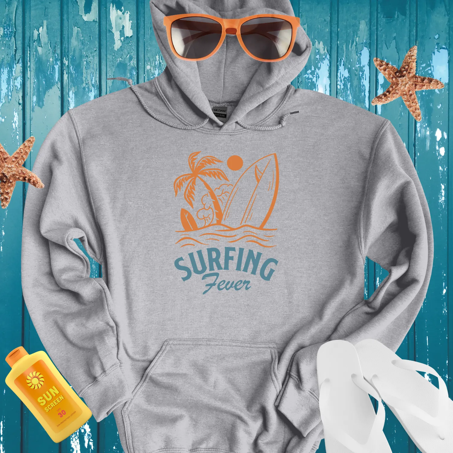 Vintage Surfing Fever Hoodie With Retro Beach Vibes