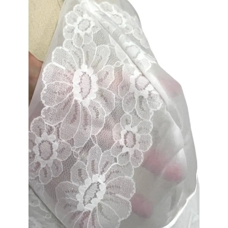 Vtg 1950s Vanity Fair Full Slip - 100% Nylon - Sheer Bodice/Cups - SZ 44 - White