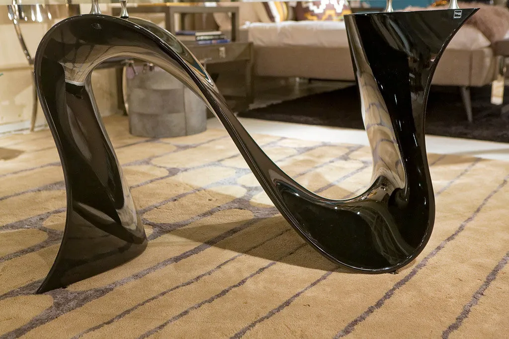 Wave Fixed Oval Dining Table With Black Base- Tonin Casa