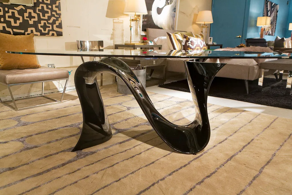 Wave Fixed Oval Dining Table With Black Base- Tonin Casa