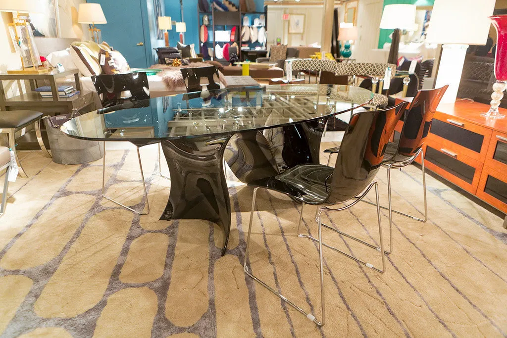 Wave Fixed Oval Dining Table With Black Base- Tonin Casa