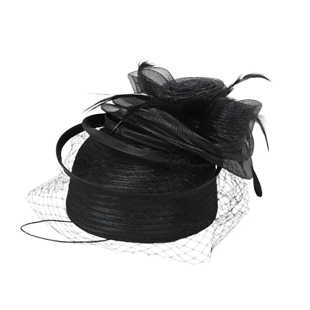Wedding Church Red Hats Fascinators For Woman With Feather Veil Cocktail Party Headdress Lady Elegant Kentucky Derby Cap