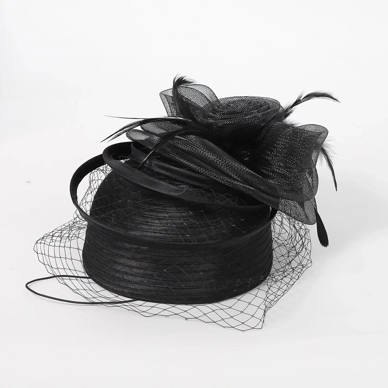 Wedding Church Red Hats Fascinators For Woman With Feather Veil Cocktail Party Headdress Lady Elegant Kentucky Derby Cap
