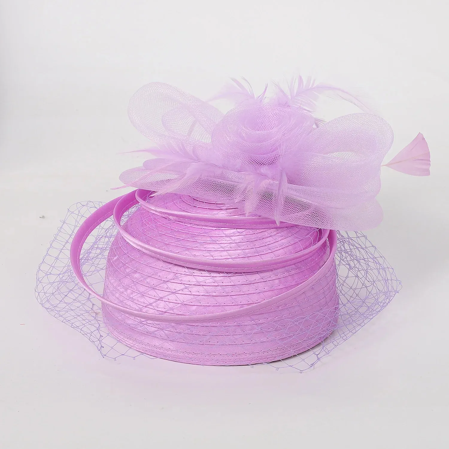 Wedding Church Red Hats Fascinators For Woman With Feather Veil Cocktail Party Headdress Lady Elegant Kentucky Derby Cap