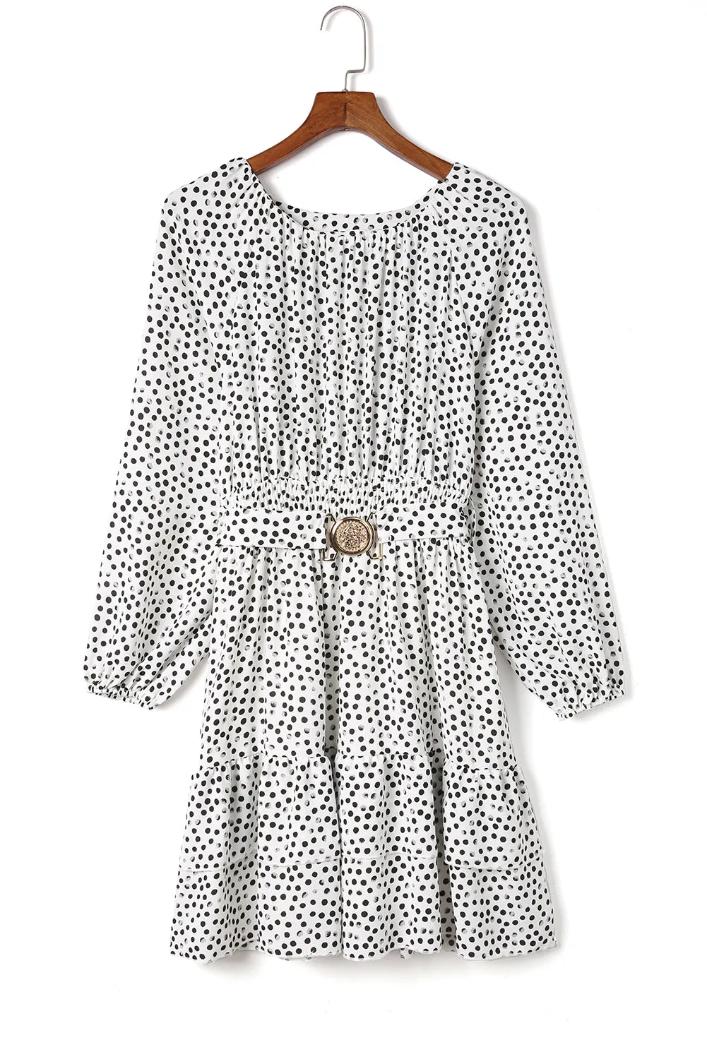 White Polka Dot Ruffle Double Layered Dress