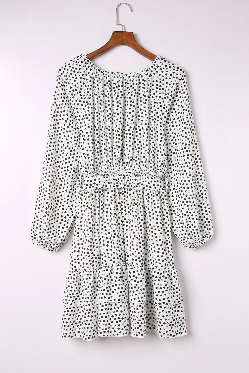 White Polka Dot Ruffle Double Layered Dress