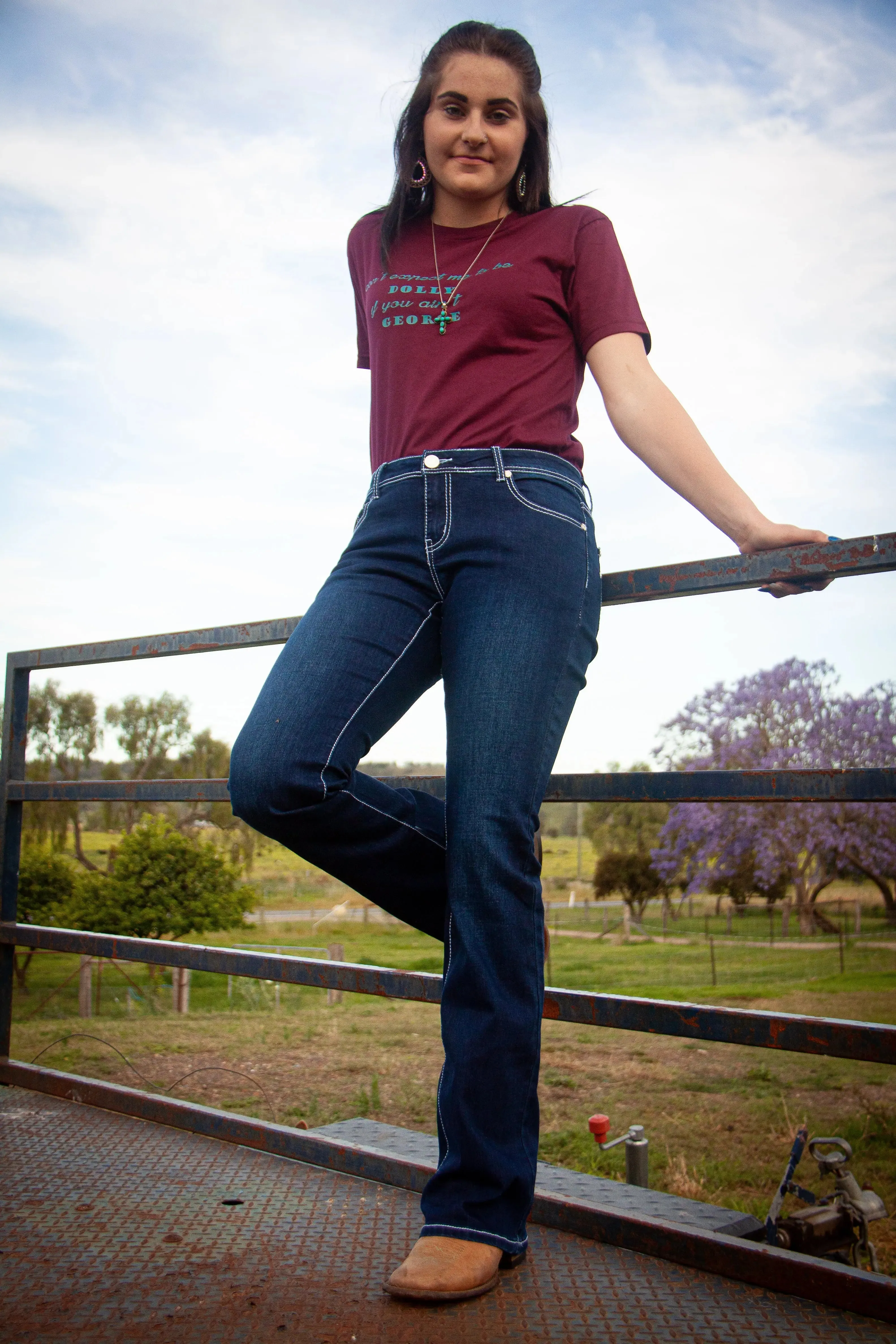 Willow Mid-Rise Boot-Cut Western Jeans