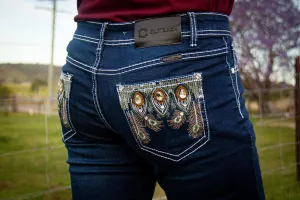Willow Mid-Rise Boot-Cut Western Jeans