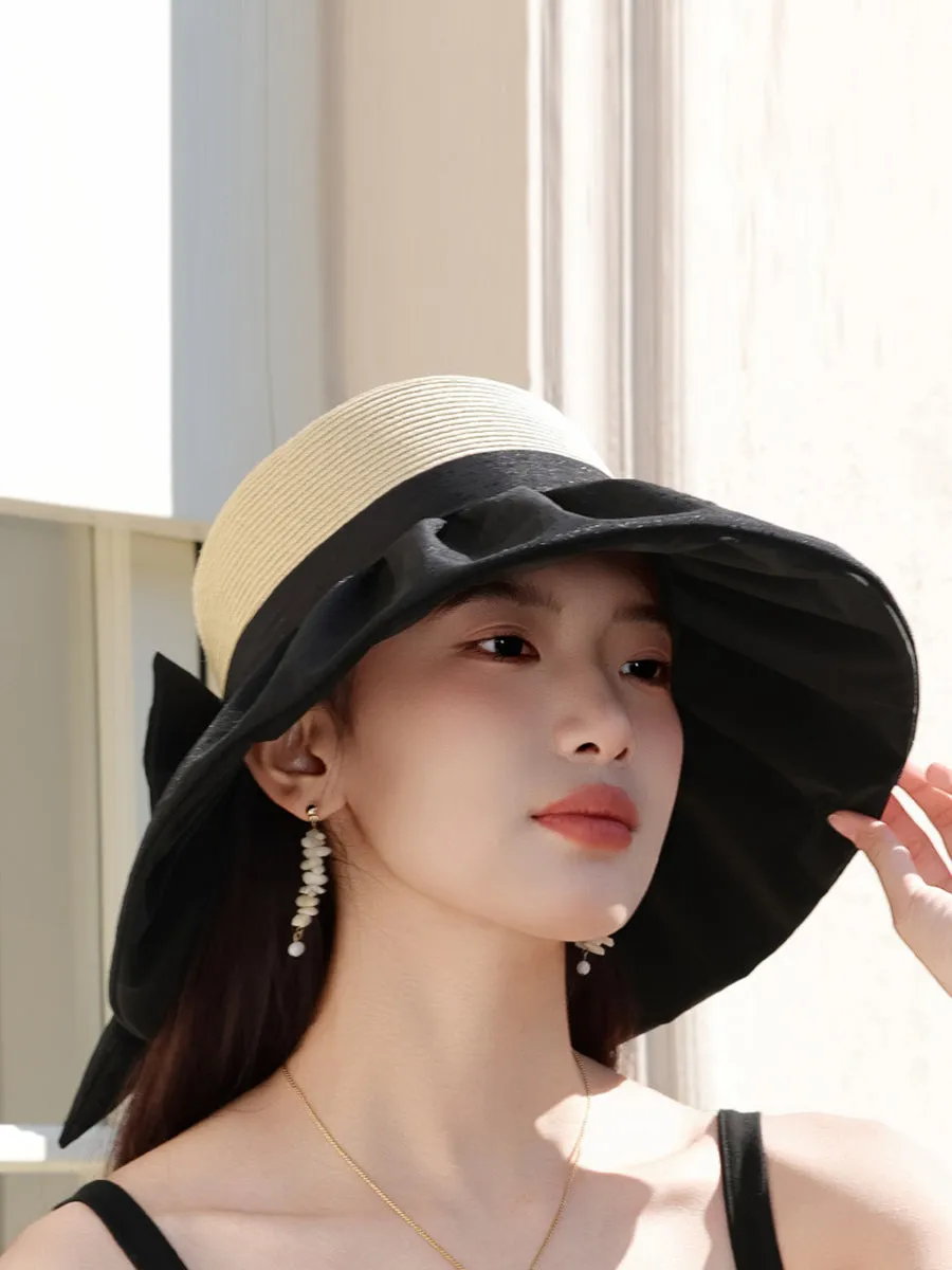 Women Summer Sunproof Straw Spliced Hat