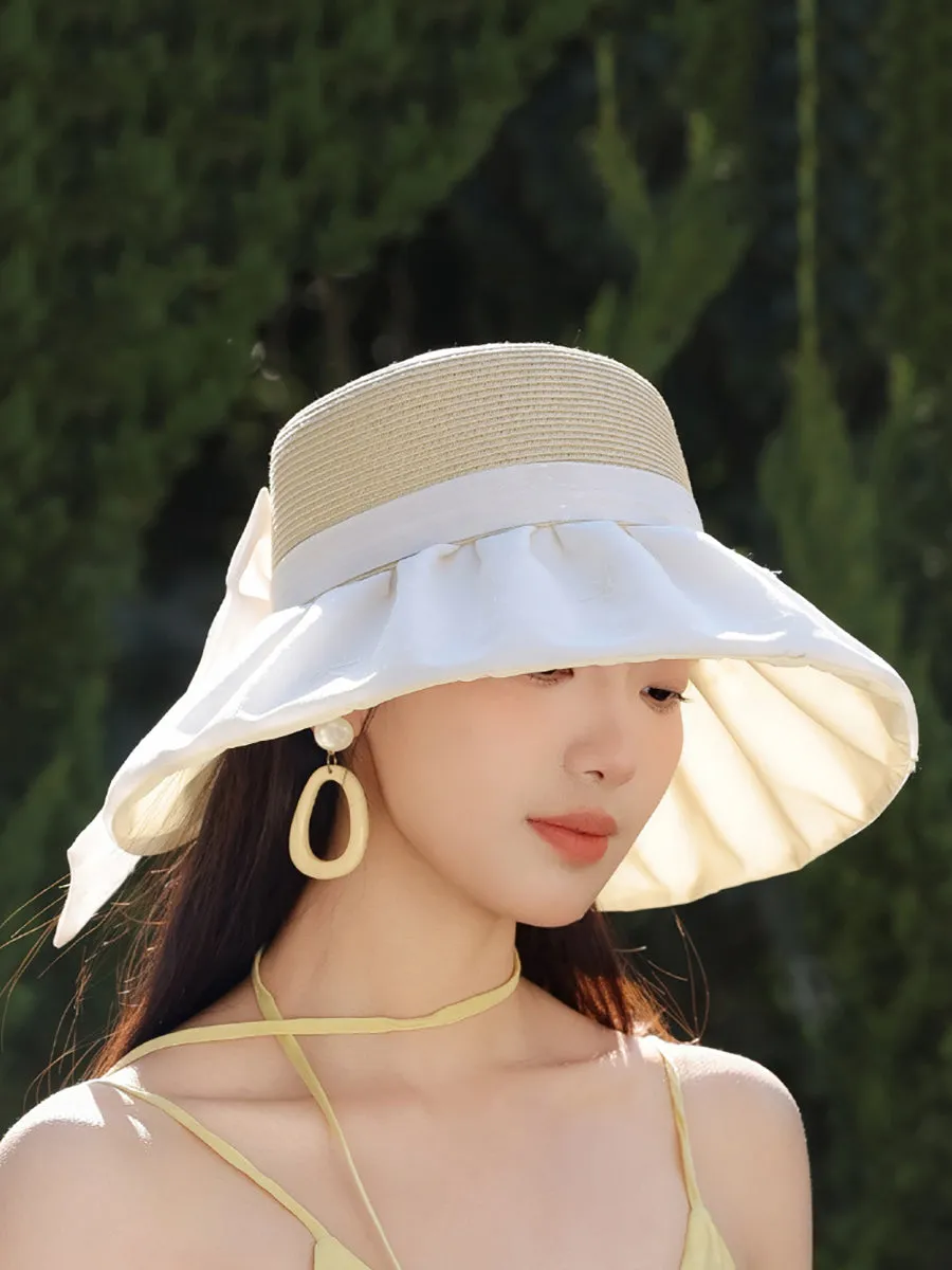 Women Summer Sunproof Straw Spliced Hat