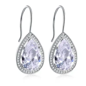 Women's Fashion Elegant Black/Clear Stud Earrings With Big Water Drop Cubic Zirconia