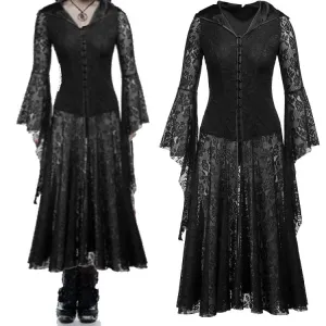 Women's Gothic Vintage Lolita Black Lace Dress