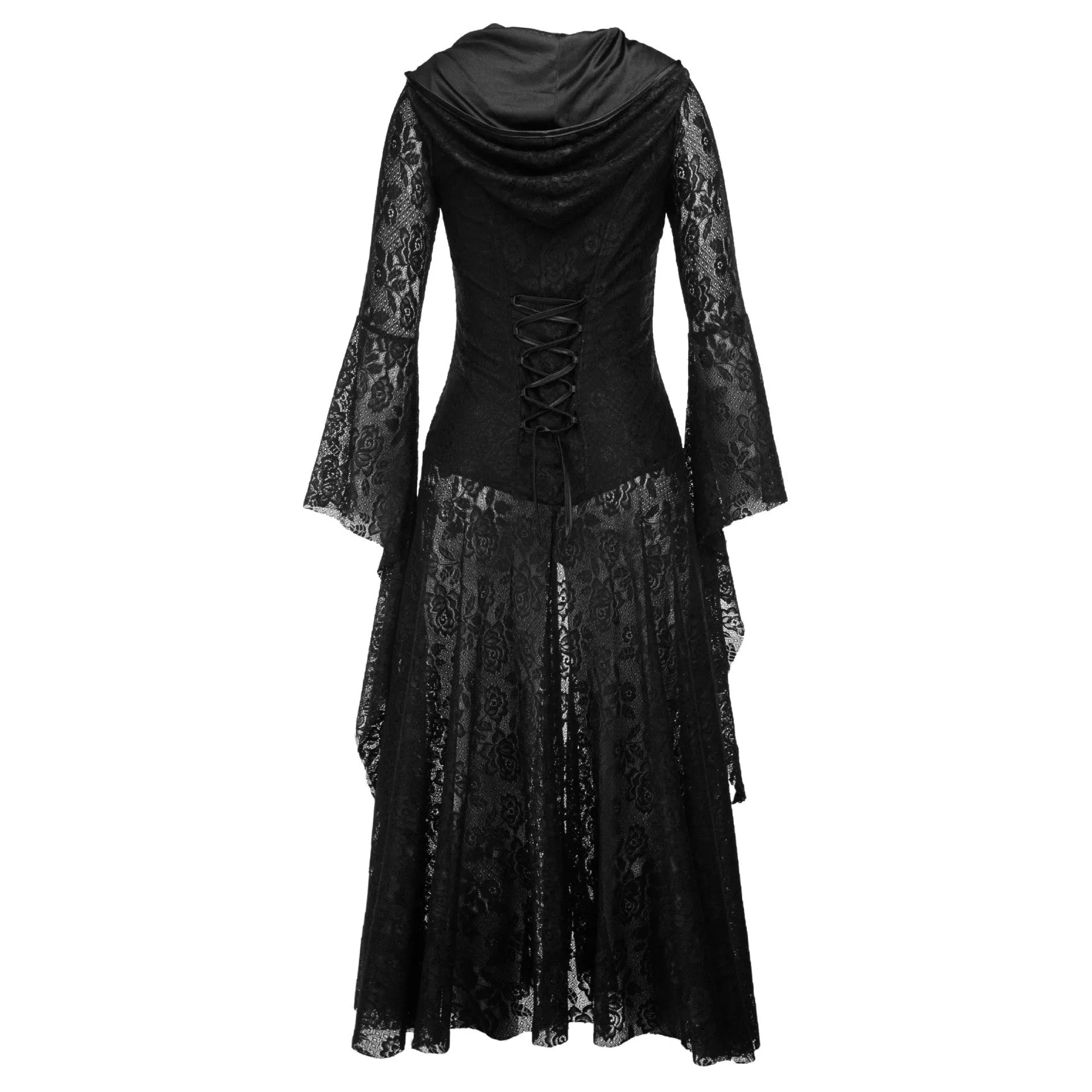 Women's Gothic Vintage Lolita Black Lace Dress