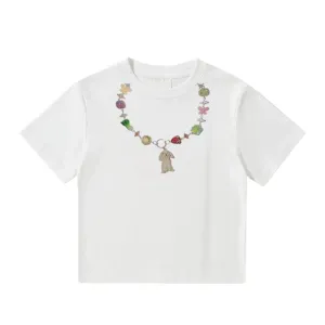 Women's Puppy Necklace Graphic T-Shirt