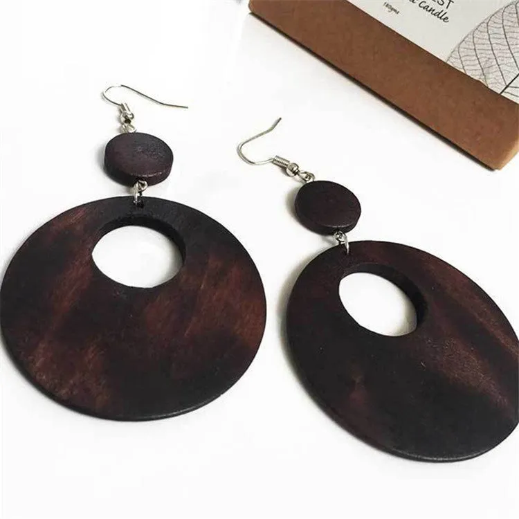 Wooden Round Earrings