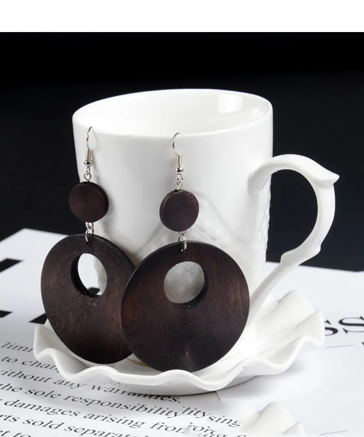 Wooden Round Earrings