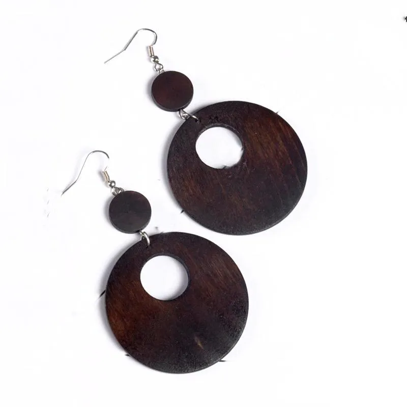 Wooden Round Earrings