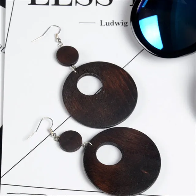 Wooden Round Earrings