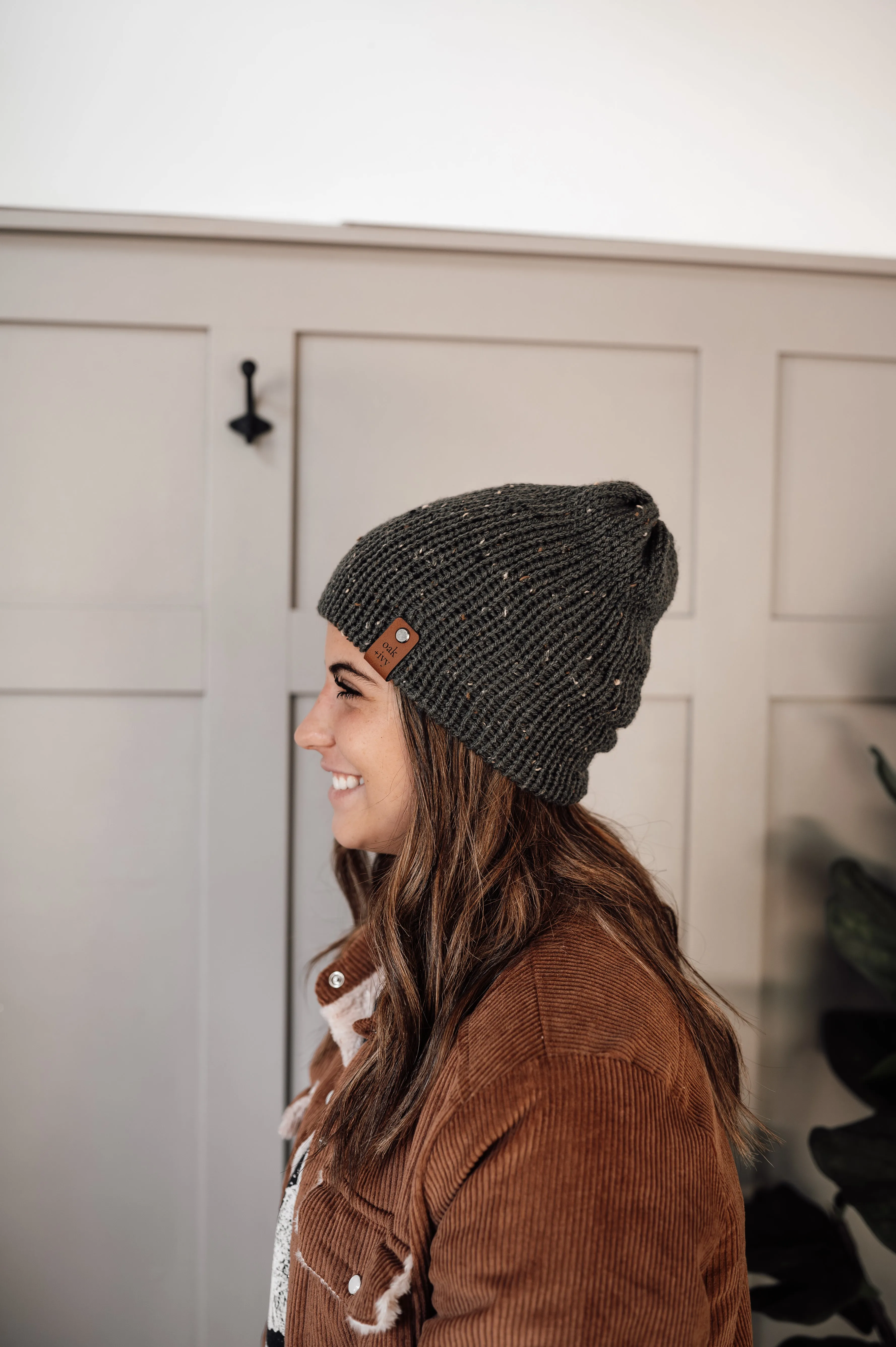 Woodland Knit Beanie - Dk Green Tweed
