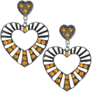 Yellow Gemstone Heart Post Earrings
