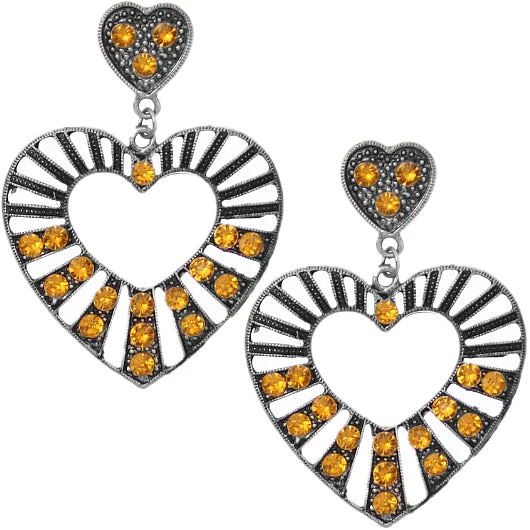 Yellow Gemstone Heart Post Earrings